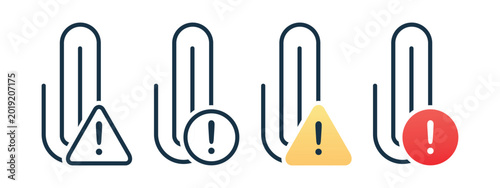 Fotografie Warning Attachment Icon with Paperclip and Alert Sign