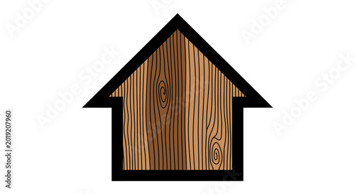Wooden arrow icon vector illustration with grain texture and black outline