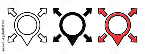 Foto Location Adjustment Icon with Map Pin and Move Arrow