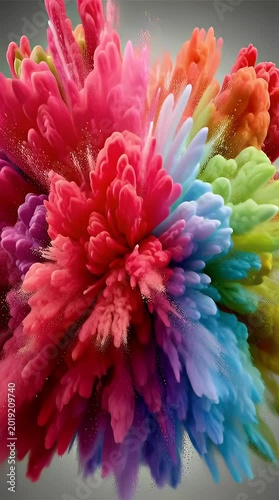 Vibrant explosion of colorful paint bursts in a dynamic abstract floral design perfect for creative backgrounds marketing materials and artistic projects conveying energy and innovation