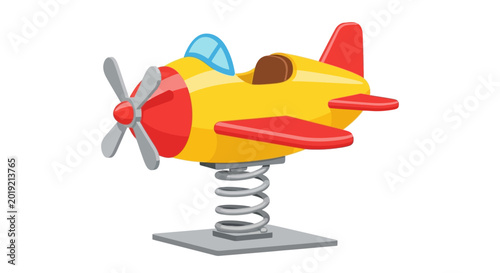 Canvastavla Vibrant yellow airplane, spring rider, playground equipment, children's toy, col