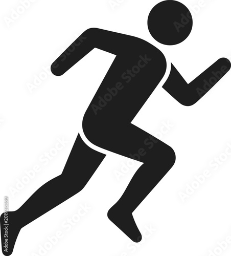 Foto Black silhouette of a person running quickly  athletic motion