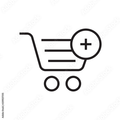 Tableau sur toile Minimalist Shopping Cart Plus Add Icon Vector Line Drawing Editable Outline Stro