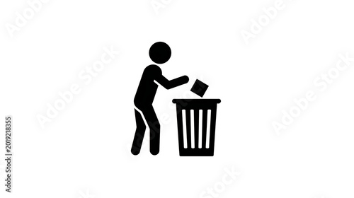 Person throwing away paper in trash can