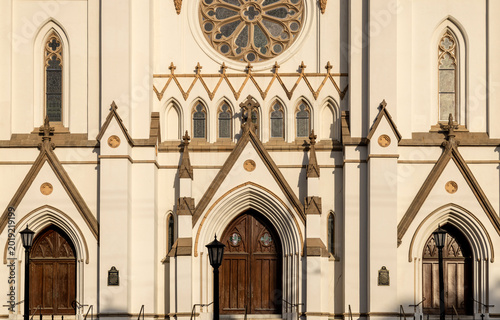 Entrance detail of the cathedral - basilica in Savannah, Georgia