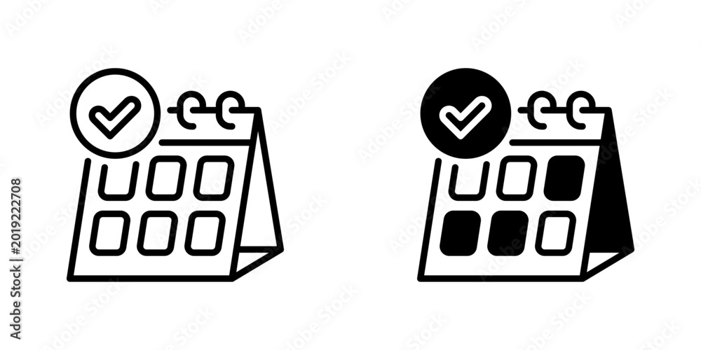 Fototapeta premium Calendar Planner Vector Line Icon for Productivity and Office