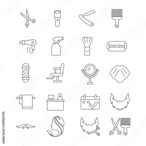 Barbershop Line Icons Set vector design templates simple and modern