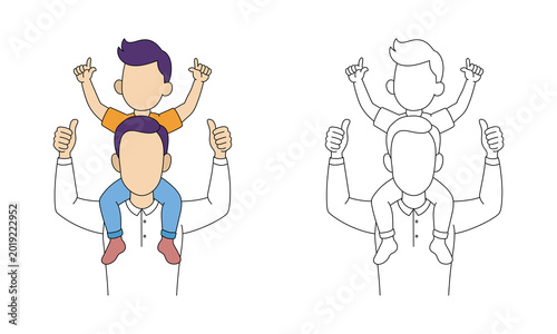 Family holding hands circle vector flat illustration, multiethnic group unity concept