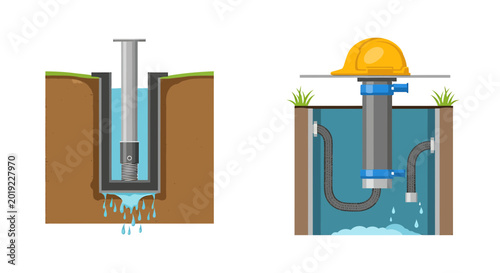 Underground water pipe leakage and industrial maintenance diagram