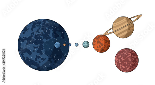 Stylized Solar System Planets and Celestial Objects Set
