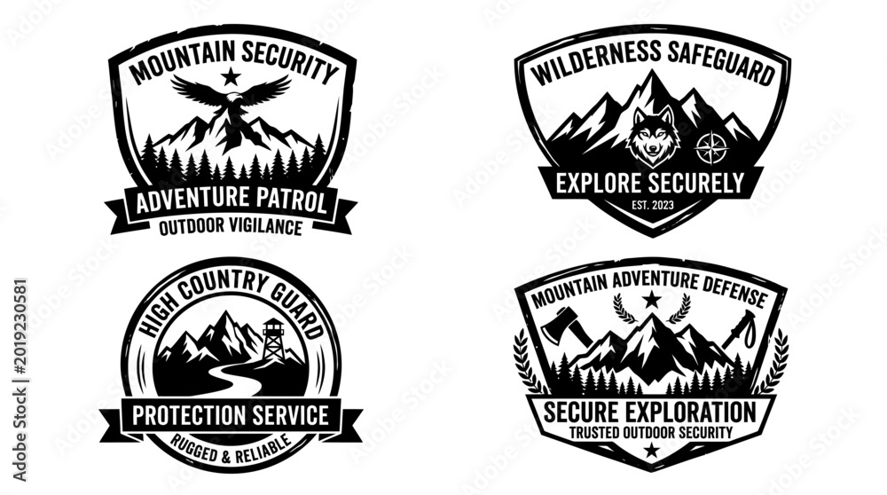 Fototapeta premium Mountain Security Badges and Logos.