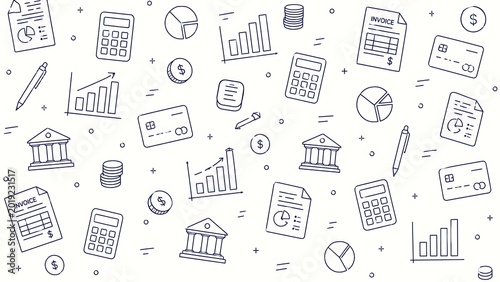 Finance and Banking Icons Seamless Pattern Background