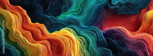 Vibrant Swirling Abstract Background with Rainbow Colors and Fluid Motion.