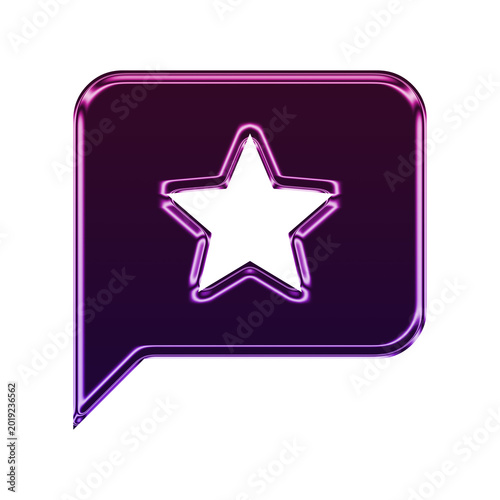 Colorful neon glowing star rating chat bubble icon set, customer feedback review symbol for satisfaction, approval, survey, testimonial, support and online business communication design