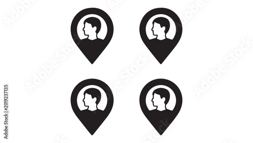 Free Download User profile map pin icons with human head silhouette for local contact and member location - GFXLoad