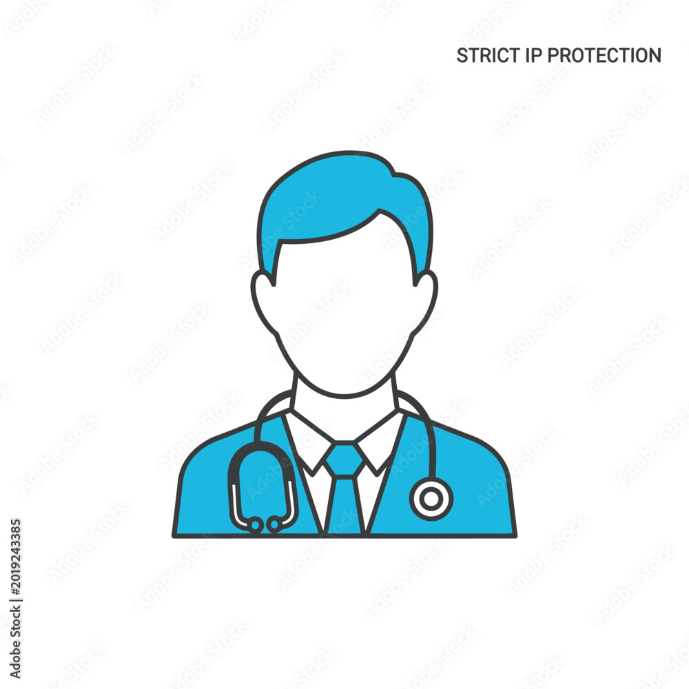 Fototapeta premium Male Doctor Wearing Blue Uniform.