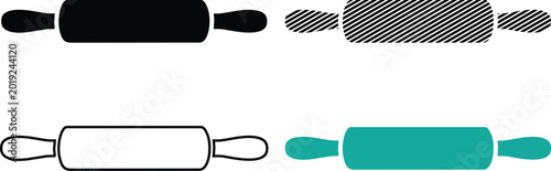 Tableau sur toile Rolling pin vector illustration set, bakery and kitchen utensil, cooking tool