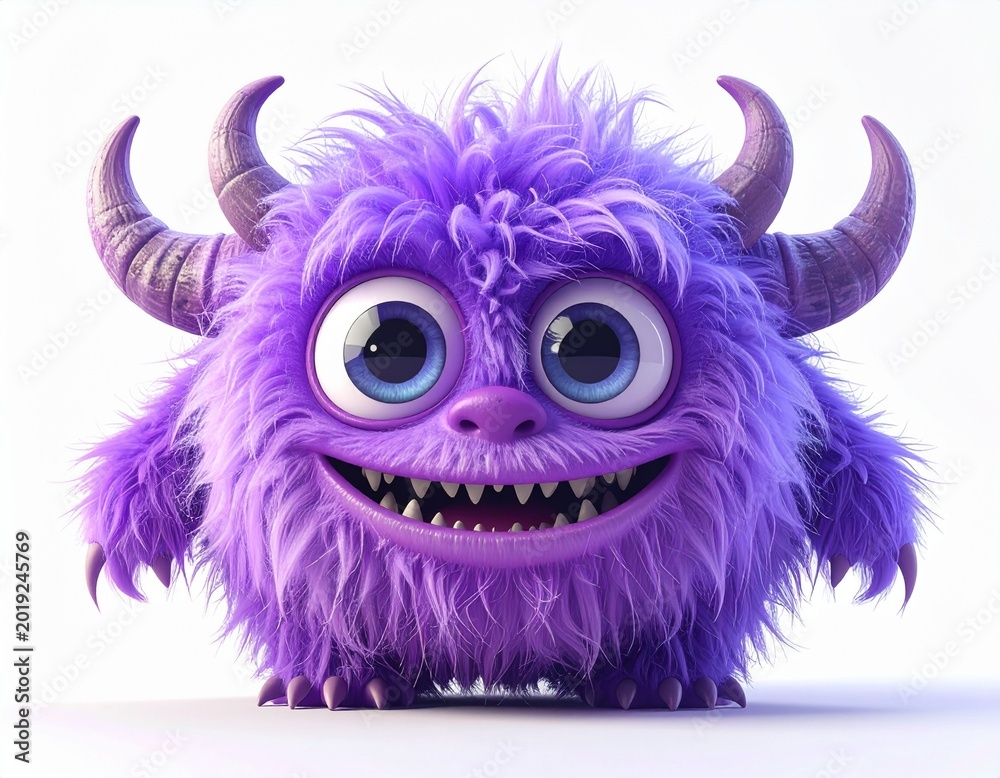Obraz premium Whimsical furry character with tiny teeth and charming expression.