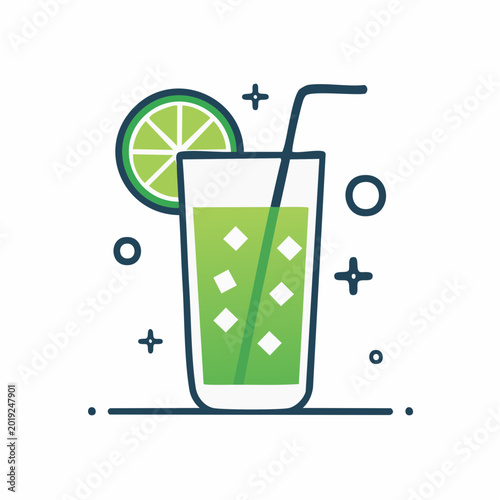 Green Drink with Lime and Ice