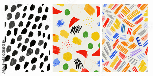 Photos abstract brushstroke patterns colorful paint smears and shapes on a white backgr