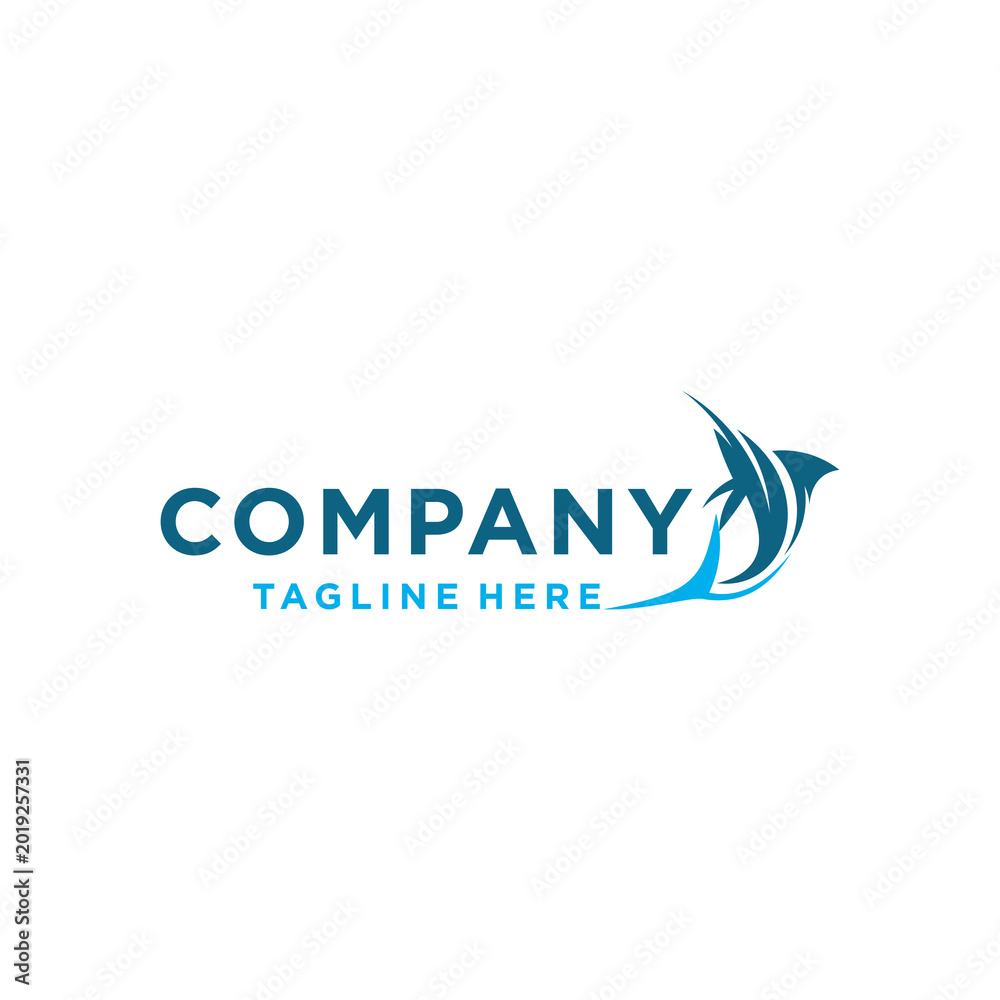 Fototapeta premium Marlin fishing logo vector illustration. Marlin vector logo.