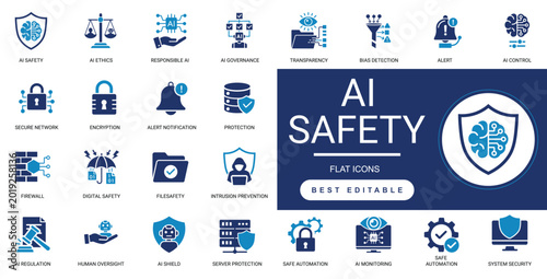 Photos AI Safety Solid Glyph Icon Set