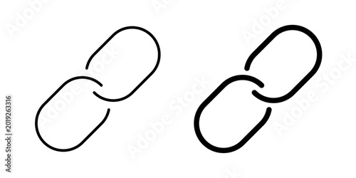 Link icon in outline and solid style, isolated on white background. Ideal for URL sharing, web navigation, and connectivity apps in mobile and web design.