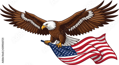 Photos Bald Eagle Carrying American Flag in Talons