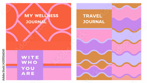 Картината върху платно Colorful abstract journal covers with text modern vector illustration on solid b