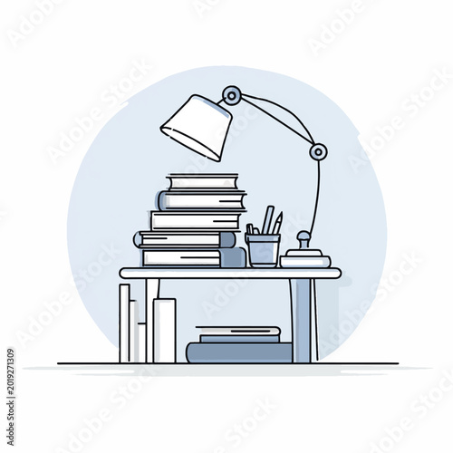 Desk lamp on a study table.