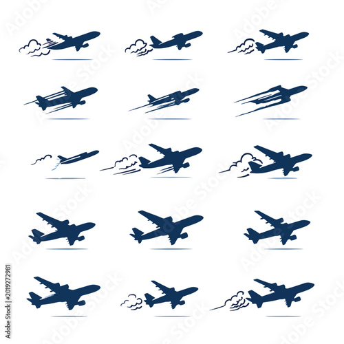 Collection of airplanes in flight.