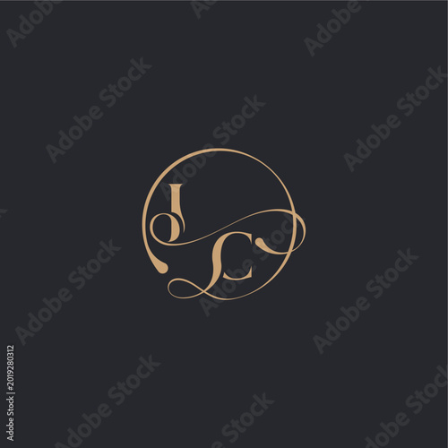 wedding luxury curve initial monogram elegant circle concept CJ organic line style design letter