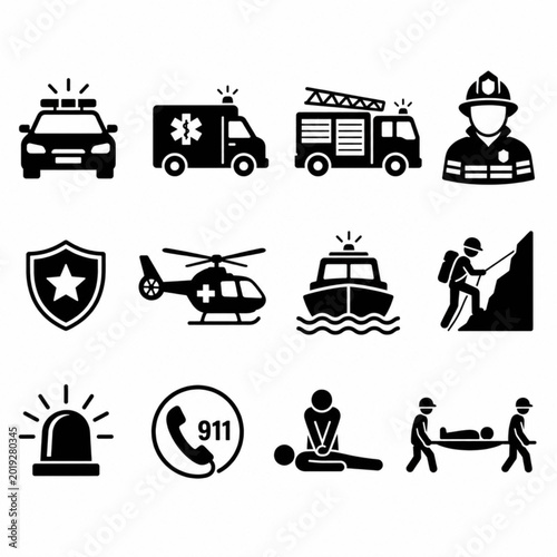 Emergency Services Eps Icons Set Icon Set