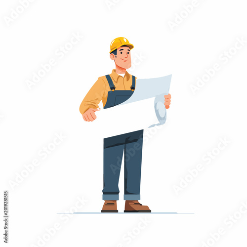 Man holding large rolled up blueprint.