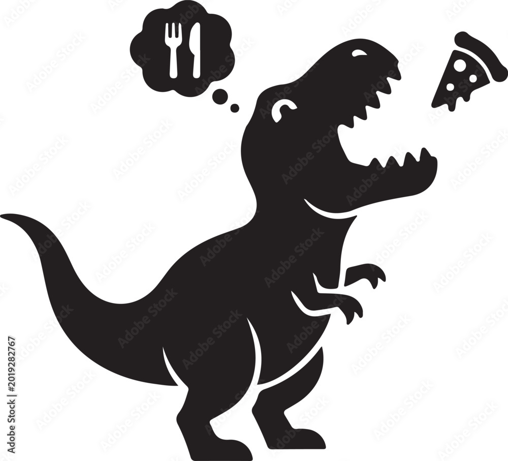 Fototapeta premium Hungry dinosaur silhouette funny