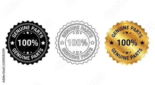 Fotografie Authenticity certified emblem for genuine spare components, guaranteeing 100% or
