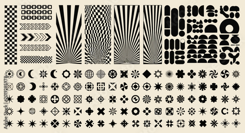 Foto Versatile Set of Abstract Black and White Geometric Icons and Graphic Elements f