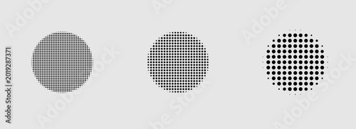 Fotografija Abstract halftone gradient set featuring pixelated round and square patterns