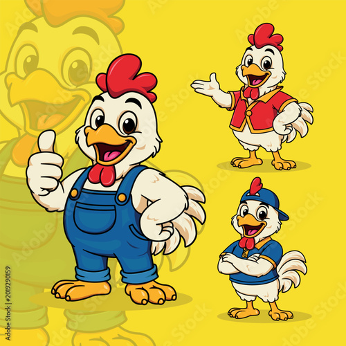 Chicken character mascot logo design rooster mascot logo illustration