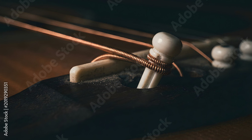 Obraz na płótnie Guitar string tuning peg close-up