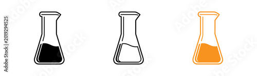 Fotografía Laboratory erlenmeyer flask line icons