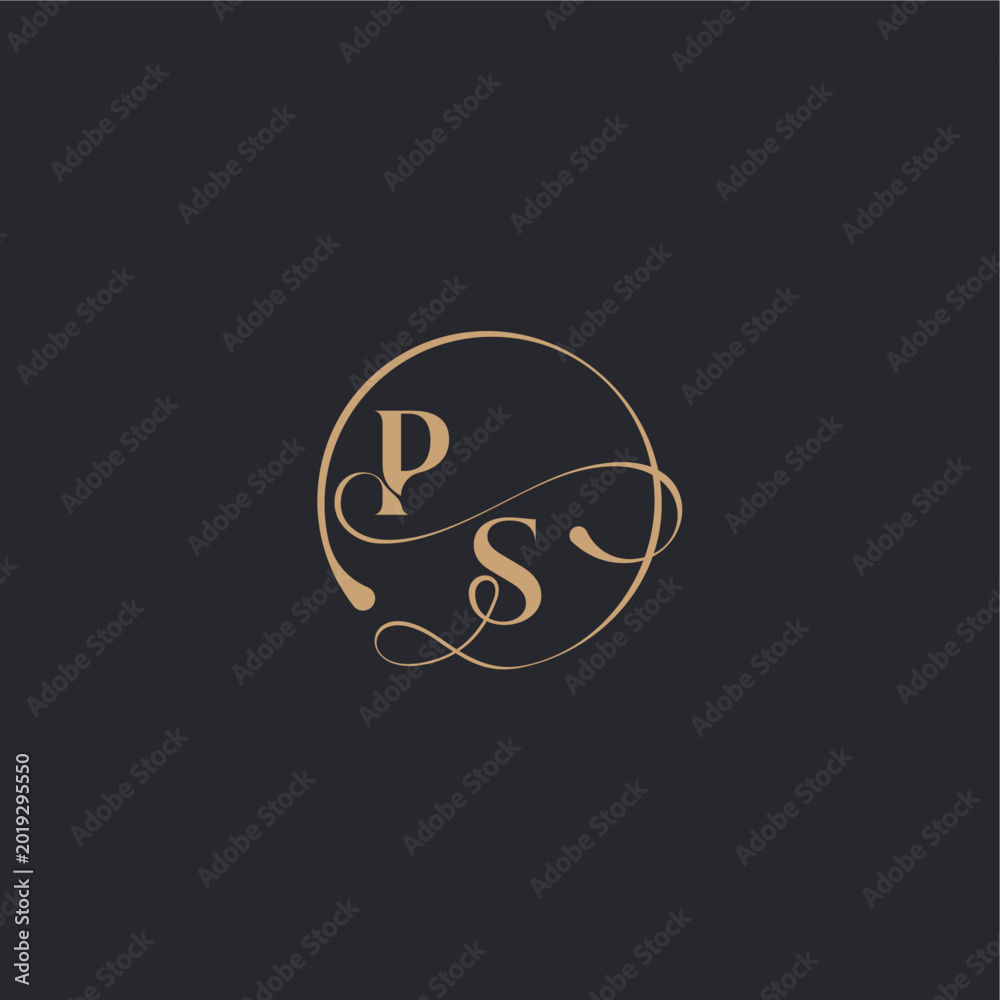 Obraz premium wedding luxury curve initial monogram elegant circle concept SP organic line style design letter