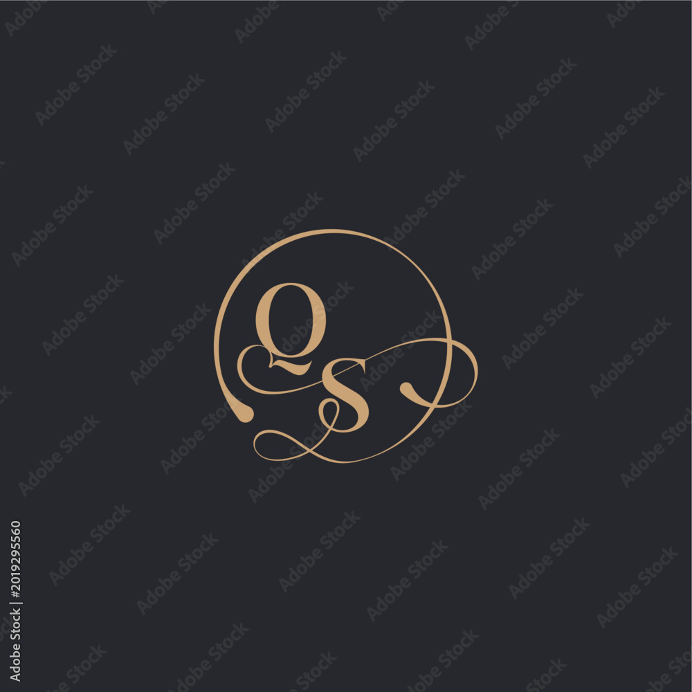 Obraz premium wedding luxury curve initial monogram elegant circle concept SQ organic line style design letter