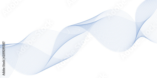 Blue wave line abstract background. Magic detailed water 3d ripple. Watermark fiber gradation swoosh. Tech sound band swirl