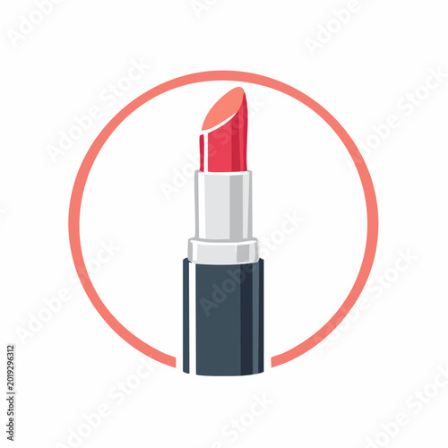 Vibrant red lipstick tube icon for beauty and makeup designs, perfect for cosmetic product branding and style guides and fashion content