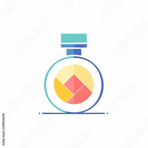Modern flat design illustration representing diverse information or content beautifully contained within a stylized bottle graphic for business analytics concepts
