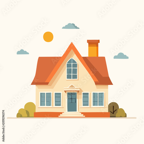 Delightful cartoon house illustration exuding warmth and charm, a symbol of cozy suburban living and welcoming home