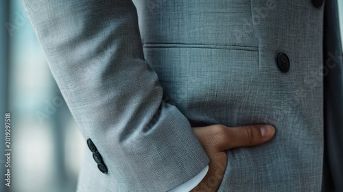 Sleeve of a gray suit generative ai