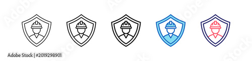 Worker Insurance Icon In 5 Different Styles Set Collection.   