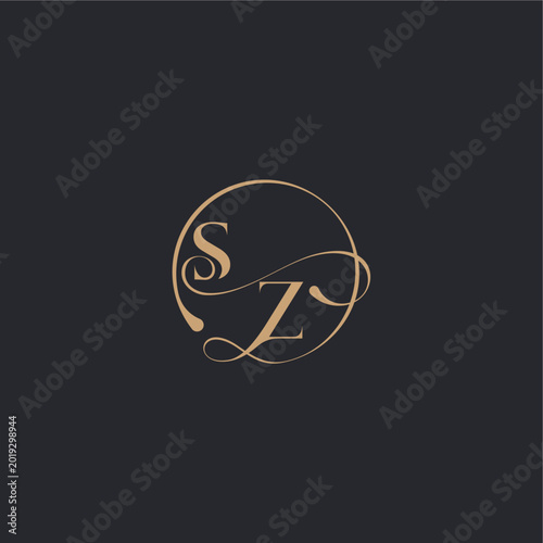 ZS letter elegant circle concept organic line style design wedding luxury curve initial monogram